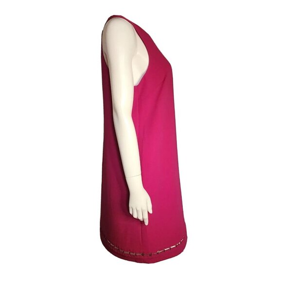 Trina Turk Dress Womens Size 8 Solid All Pink Sleeveless Zip Up Back Metal Trim - Picture 4 of 7